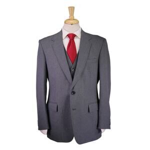 Vintage 80's 70's 3-Piece Suit Solid Gray Polyester 2-Btn Suit 42R